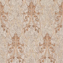 Damasco Samba Mauve Scroll Damask Wallpaper