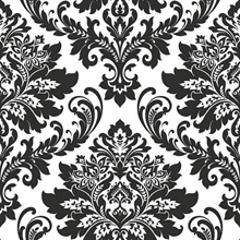Damask Damask Black & White Peel and Stick Wallpaper