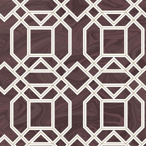 Daphne Maroon Trellis Wallpaper