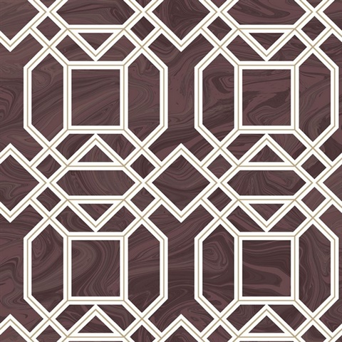 Daphne Maroon Trellis Wallpaper