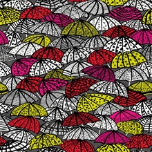 Dara Red Jolly Brollies Umbrella Wallpaper