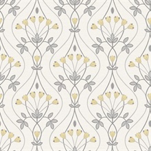 Dard Grey Tulip Floral Ogee Wallpaper