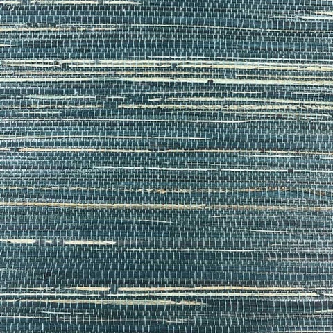 Dark Aquamarine Wallquest BX10026 Grasscloth Metallic Wallpaper