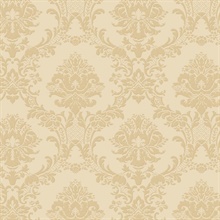 Dark Beige Ornate Classic Damask Wallpaper