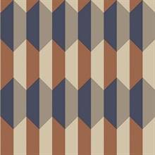 Dark Blue & Burnt Orange Charleston 3D Geometric Wallpaper