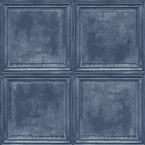 Dark Blue Charleston Faux Wood Panels Wallpaper