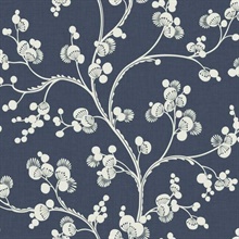 Dark Blue Dahlia Trail Prepasted Wallpaper