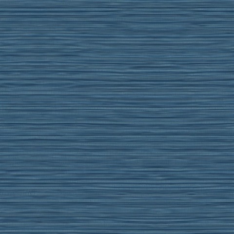 Dark Blue Faux Bamboo Reed Look Grasscloth Wallpaper