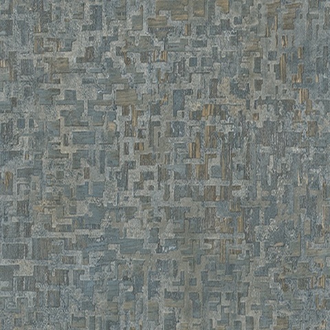 Dark Blue Geometric Modern Maze Wallpaper