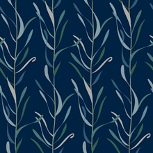 Dark Blue &amp; Green Chloe Vine Vertical Stripe Wallpaper