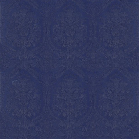 Dark Blue Italian Damask Textured Salvatore Wallpaper