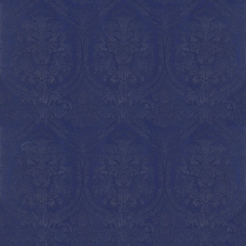 Dark Blue Italian Damask Textured Salvatore Wallpaper