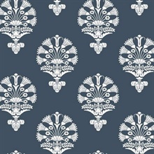 Dark Blue Luxor Medallion Traditional Wallpaper