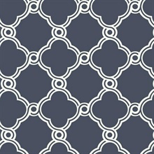 Dark Blue Open Trellis Prepasted Wallpaper