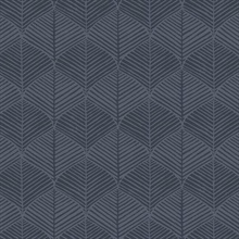Dark Blue Palm Leaves Thatch Prepasted Wallpaper