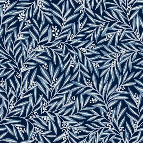 Dark Blue Rowan Leaf Wallpaper