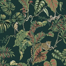 Dark Green Jungle Cat Jaguars & Monkeys Animal Wallpaper