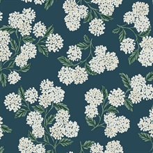 Dark Green &amp; White Hydrangea Classic Flowers Wallpaper