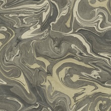 Dark Grey & Black Oil and Water Contemporary Wallpaper