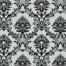 Dark Grey & Black Ornate Classic Damask Wallpaper