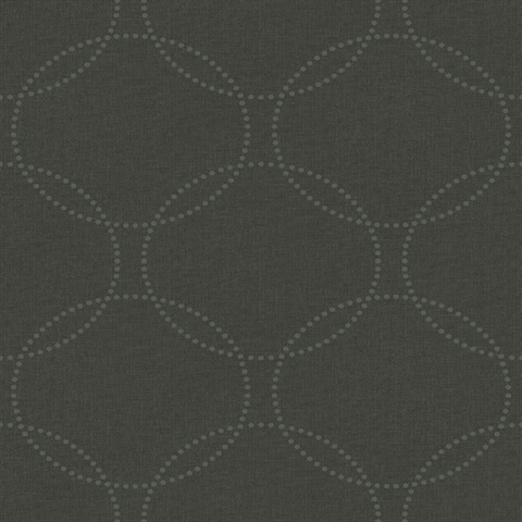 Dark Grey Glass Bead Textured Circles Wallpaper