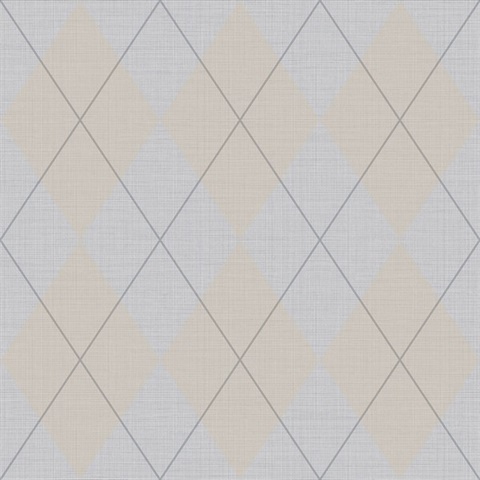 Dark Grey & Grey Argyle Plaid String Textured Wallpaper