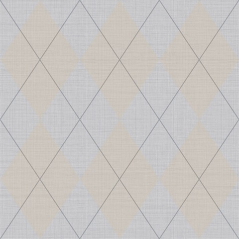 Dark Grey & Grey Argyle Plaid String Textured Wallpaper