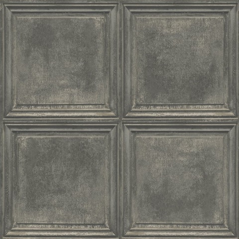 Dark Grey & Grey Charleston Faux Wood Panels Wallpaper