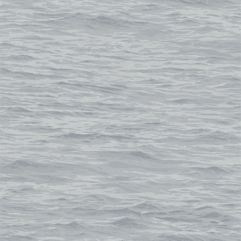 Dark Grey & Grey Ocean Waves Screen Print Wallpaper