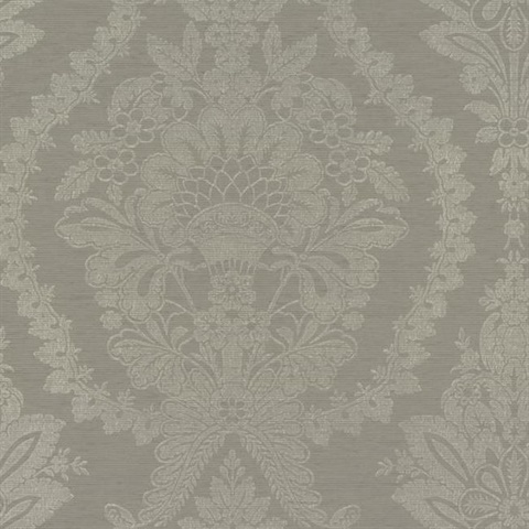 Dark Grey Heritage Damask Wallpaper