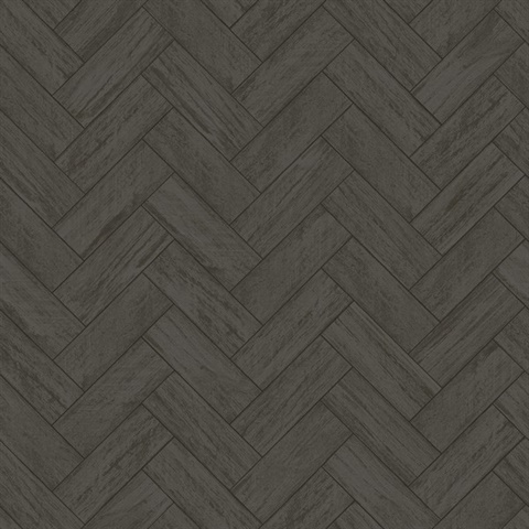Dark Grey Kaliko Dark Grey Wood Herringbone Wallpaper
