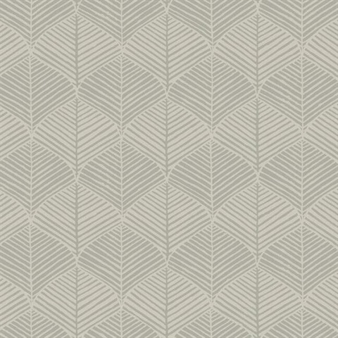 Dark Grey & Taupe Palm Leaves Thatch Prepasted Wallpaper