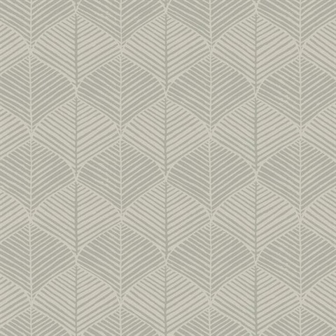 Dark Grey & Taupe Palm Leaves Thatch Prepasted Wallpaper