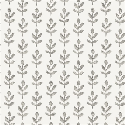 Dark Grey Whiskers Dark Grey Leaf Wallpaper