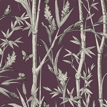 Dark Purple Bambou Toile Wallpaper