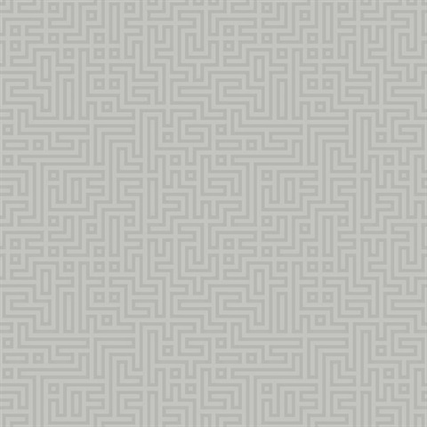 Dark Silver Textured Greek Key Wallpaper