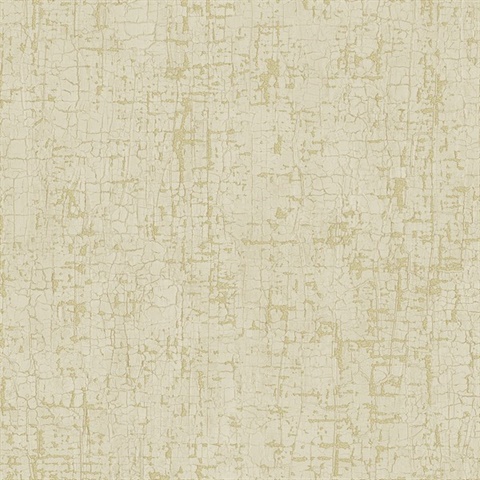 Dark Taupe & Gold Faux Cracked Stone Wallpaper