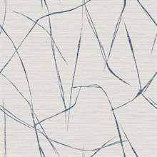 Davenport Sketch Reeds Blue & Light Beige Wallpaper