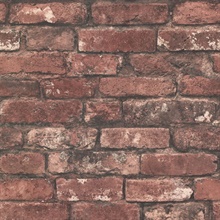 Davis Dark Red Exposed Smooth Faux Weathered Brick Wallpaper