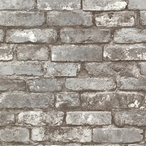 Davis Grey Smooth Faux Weathered Brick Wallpaper