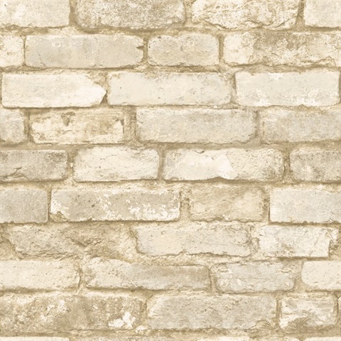 Davis Off-White Smooth Faux Weathered Brick Wallpaper