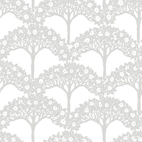 Dawson Light Grey Magnolia Tree Branch Wallpaper