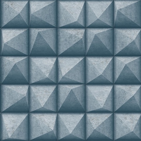 Dax Blue 3D Geometric Wallpaper