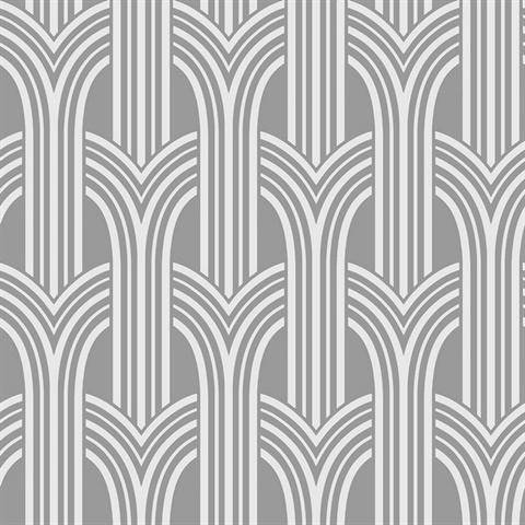 Deco Arches Metallic Silver 1920s Art Deco Wallpaper