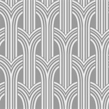 Deco Arches Metallic Silver 1920s Art Deco Wallpaper