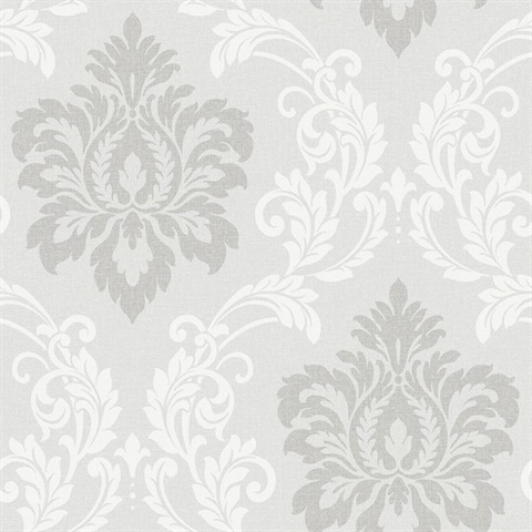 Deco Damask Cool Mist Wallpaper