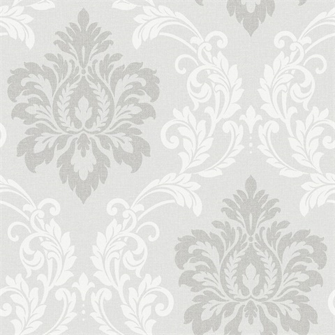 Deco Damask Cool Mist Wallpaper