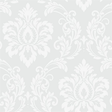 Deco Damask Frosty Wallpaper
