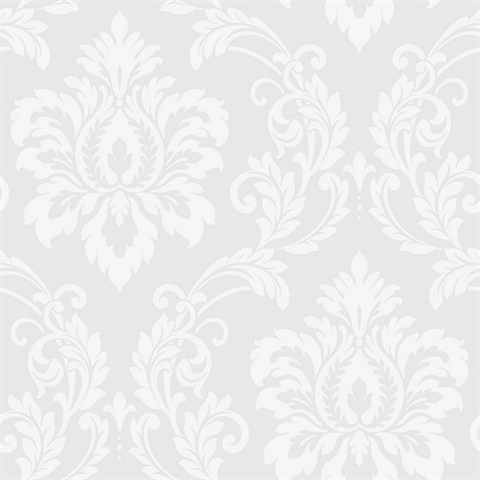 Deco Damask Frosty Wallpaper