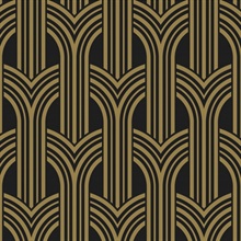Deco Geometric Arches Geometric Ebony & Metallic Gold Peel and Stick W